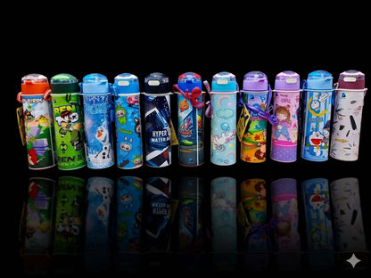 Bigman CartoonPop Bottle 650ml – Kids Stainless Steel Vacuum Water Bottle with Straw & Cartoon Design