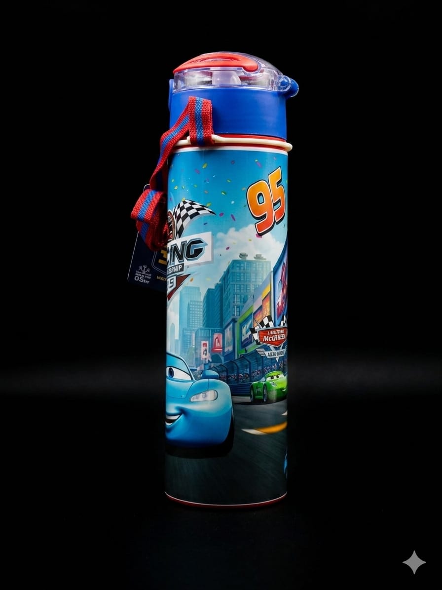 Bigman CartoonPop Bottle 650ml – Kids Stainless Steel Vacuum Water Bottle with Straw & Cartoon Design