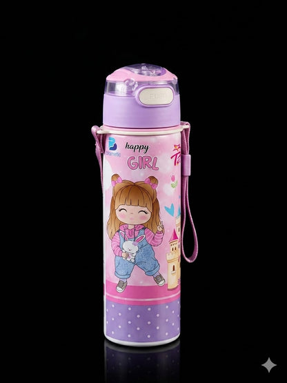 Bigman CartoonPop Bottle 650ml – Kids Stainless Steel Vacuum Water Bottle with Straw & Cartoon Design