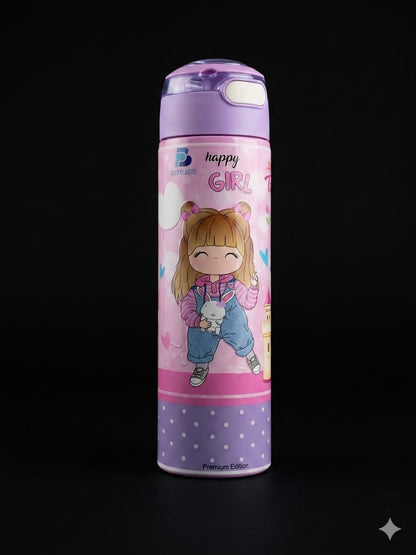 Bigman CartoonPop Bottle 650ml – Kids Stainless Steel Vacuum Water Bottle with Straw & Cartoon Design
