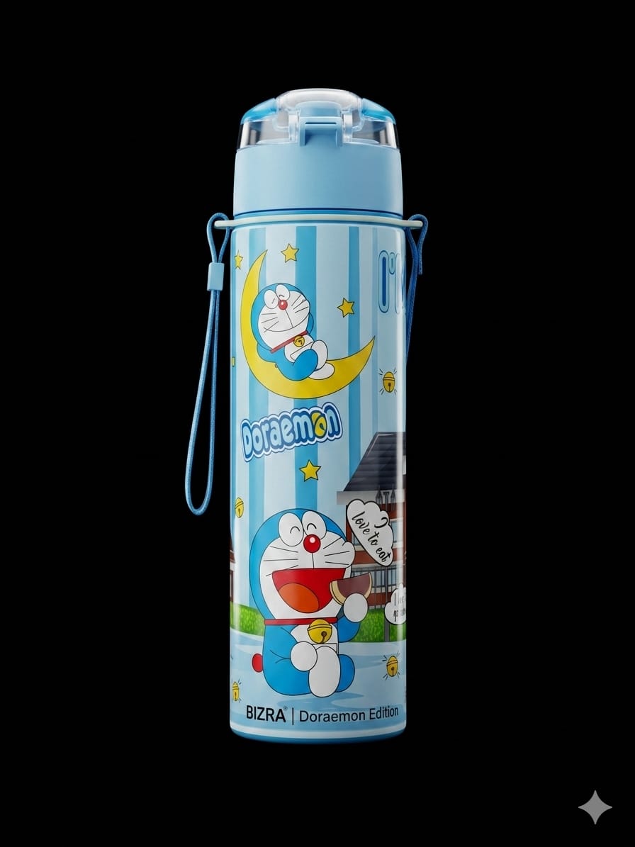 Bigman CartoonPop Bottle 650ml – Kids Stainless Steel Vacuum Water Bottle with Straw & Cartoon Design