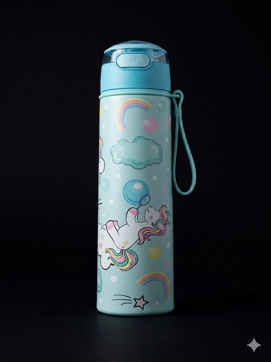 Bigman CartoonPop Bottle 650ml – Kids Stainless Steel Vacuum Water Bottle with Straw & Cartoon Design