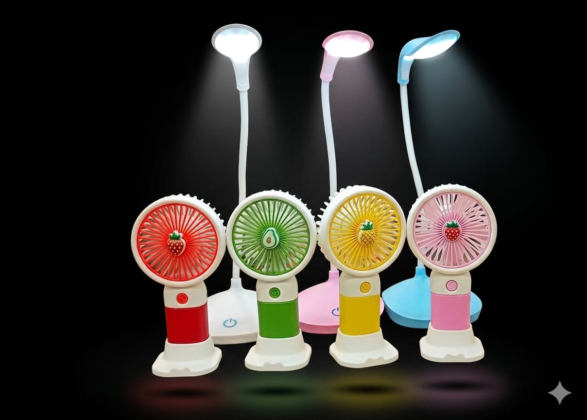 Bigman FruityGlow Mini Fan & LED Lamp Combo – Portable Cooling Fan and Flexible Desk Light Set