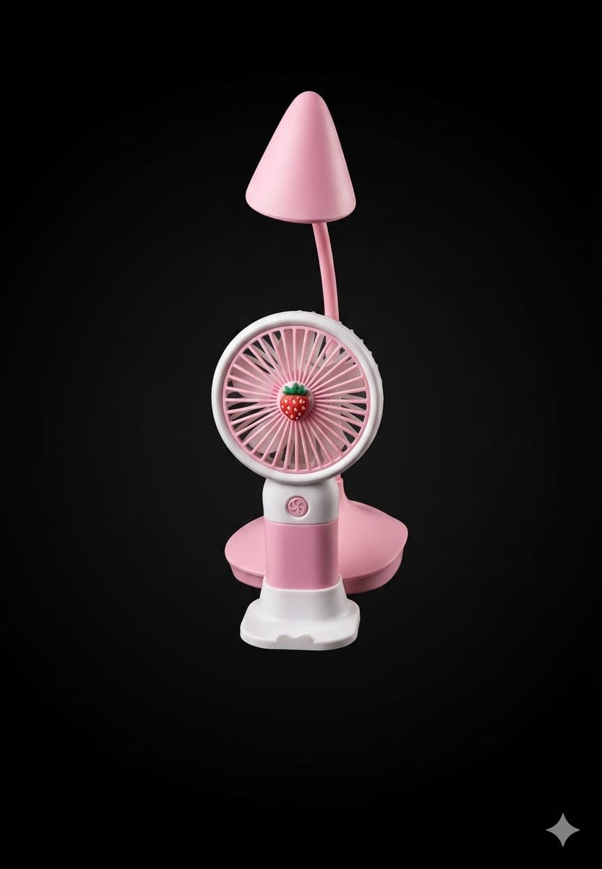 Bigman FruityGlow Mini Fan & LED Lamp Combo – Portable Cooling Fan and Flexible Desk Light Set