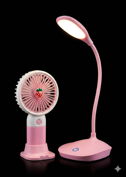 Bigman FruityGlow Mini Fan & LED Lamp Combo – Portable Cooling Fan and Flexible Desk Light Set