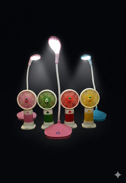 Bigman FruityGlow Mini Fan & LED Lamp Combo – Portable Cooling Fan and Flexible Desk Light Set