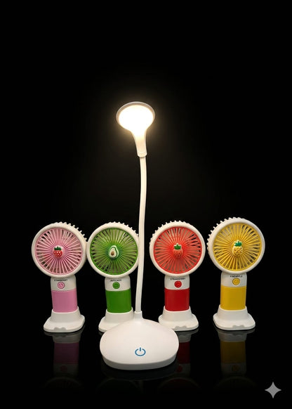 Bigman FruityGlow Mini Fan & LED Lamp Combo – Portable Cooling Fan and Flexible Desk Light Set