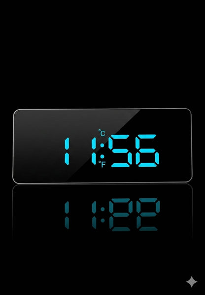 Bigman NeoGlow Digital LED Alarm Clock – Modern Mirror Display with Smart Night Light & Snooze Function