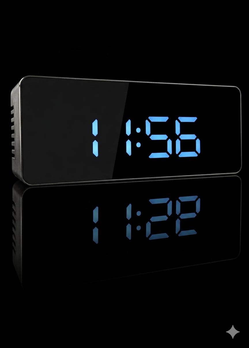 Bigman NeoGlow Digital LED Alarm Clock – Modern Mirror Display with Smart Night Light & Snooze Function