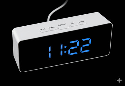 Bigman NeoGlow Digital LED Alarm Clock – Modern Mirror Display with Smart Night Light & Snooze Function