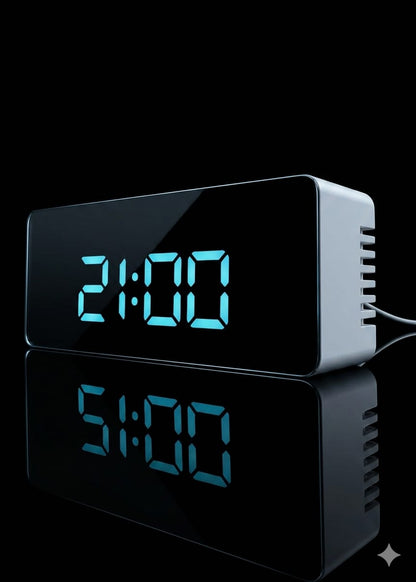 Bigman NeoGlow Digital LED Alarm Clock – Modern Mirror Display with Smart Night Light & Snooze Function