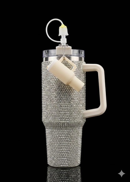 Bigman DiamondMist 40oz Rhinestone Insulated Tumbler with Handle & Straw | Luxury Bling Travel Mug for Cold & Hot Drinks