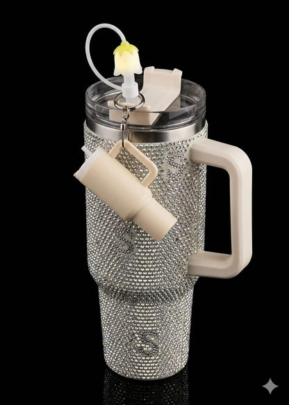 Bigman DiamondMist 40oz Rhinestone Insulated Tumbler with Handle & Straw | Luxury Bling Travel Mug for Cold & Hot Drinks