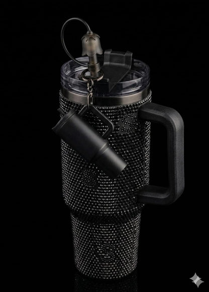 Bigman DiamondMist 40oz Rhinestone Insulated Tumbler with Handle & Straw | Luxury Bling Travel Mug for Cold & Hot Drinks