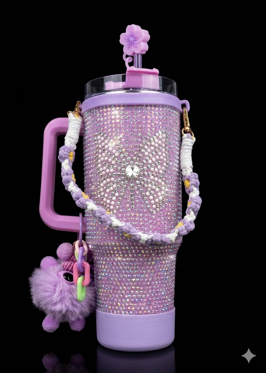 BIGMAN ButterflyAura 40oz Tumbler | Rhinestone Travel Mug