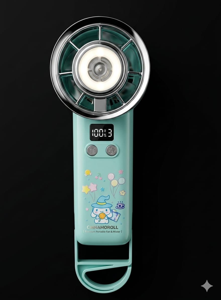 Bigman Character Breeze Pro – Rechargeable Portable Turbo Fan with Digital Display | Cute Character Edition
