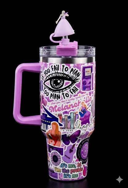 Bigman AestheticGlow Tumbler – Premium Vacuum Insulated Travel Mug with Handle & Straw | Trendy Aesthetic Collection | Hot & Cold Drink Tumbler