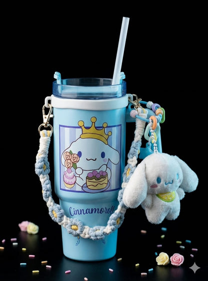 Bigman CozyCharm Cup – Premium Insulated Straw Cup with Shoulder Strap & Plush Charm | Cute Character Collection | Hot & Cold Drink Cup