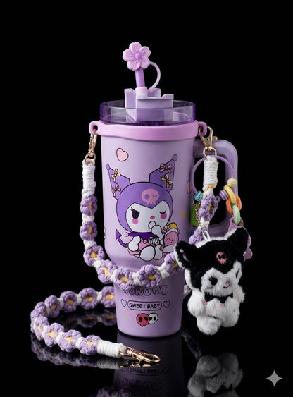 Bigman CozyCharm Cup – Premium Insulated Straw Cup with Shoulder Strap & Plush Charm | Cute Character Collection | Hot & Cold Drink Cup