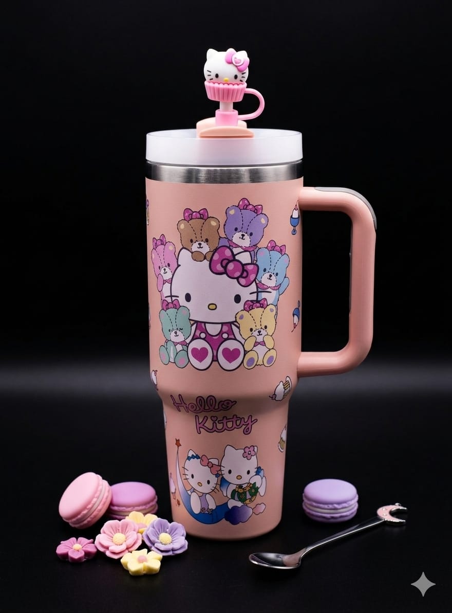 Bigman CandyKitty Pro – Premium Insulated Hello Kitty Tumbler with Handle & Straw | Leak-Proof Travel Mug