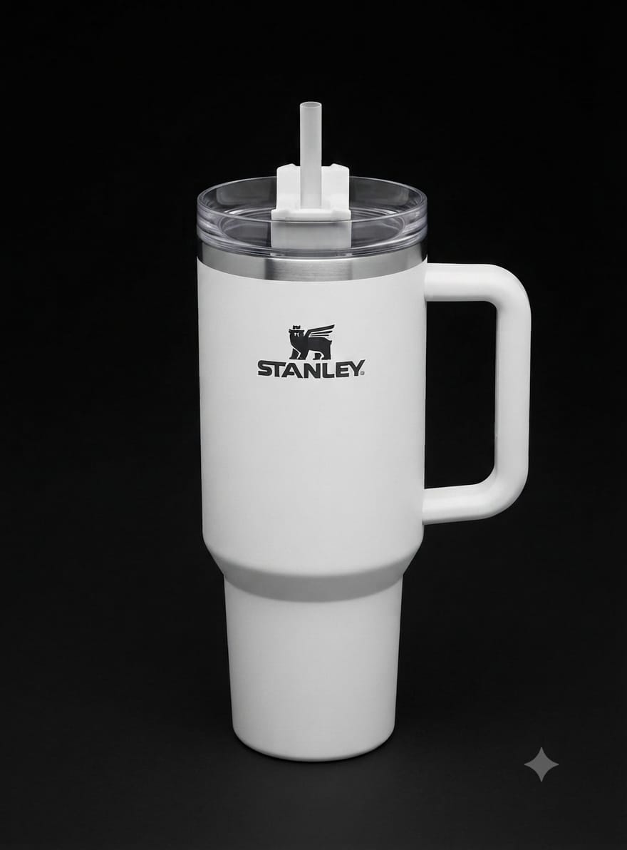 Bigman Arctic White Tumbler 40oz – Premium Stainless Steel Insulated Travel Mug with Handle & Straw