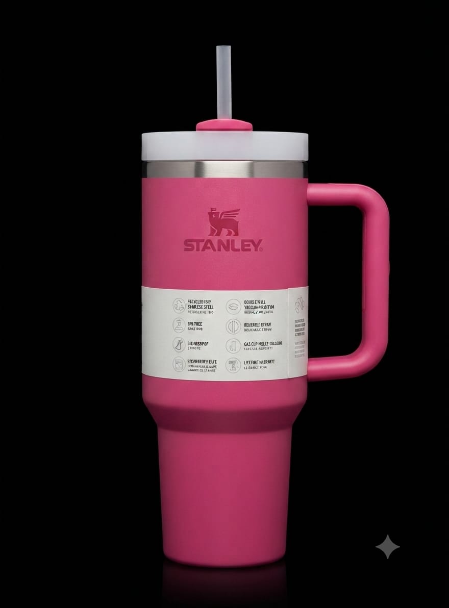 Bigman Blush Tumbler 40oz – Premium Stainless Steel Insulated Travel Mug with Handle & Straw