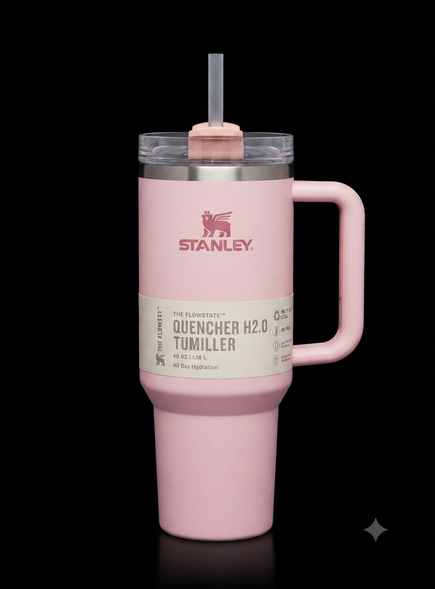 Bigman Blush Tumbler 40oz – Premium Stainless Steel Insulated Travel Mug with Handle & Straw