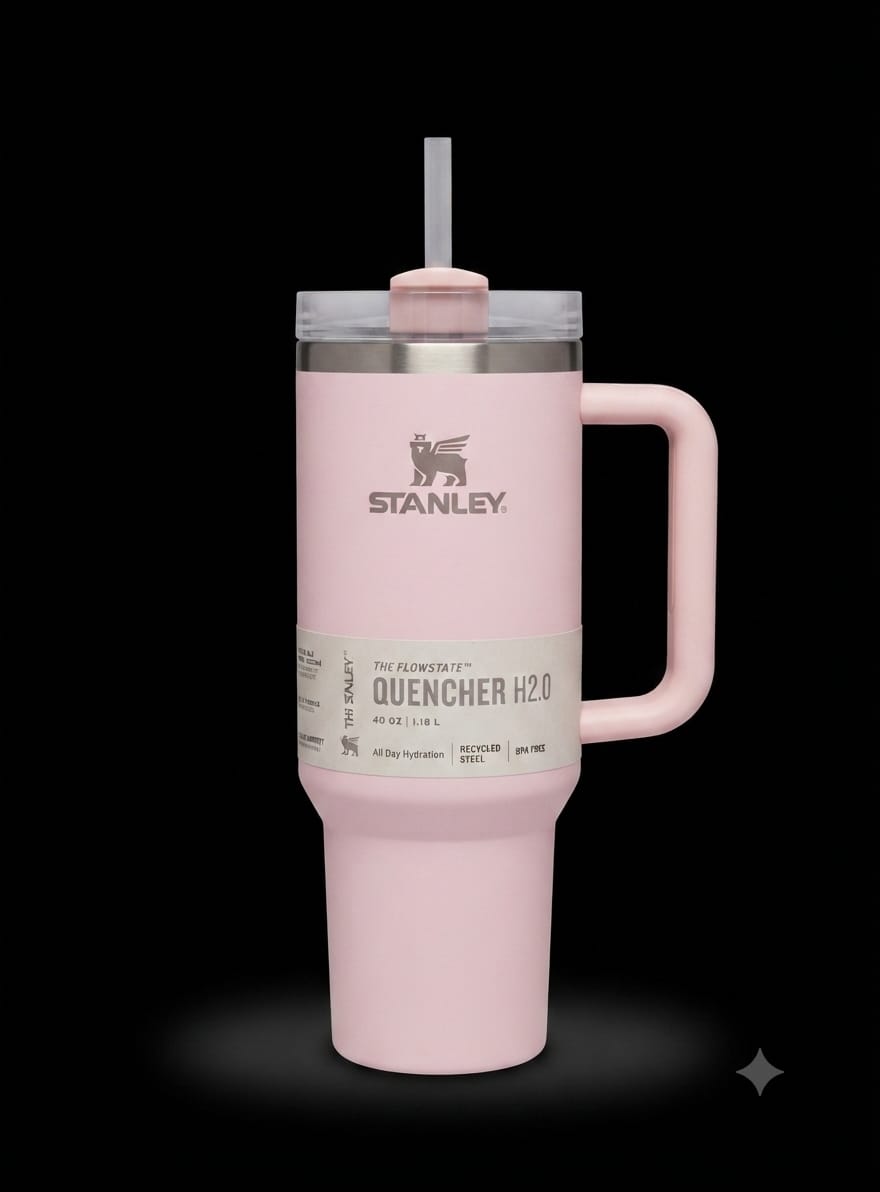 Bigman Blush Tumbler 40oz – Premium Stainless Steel Insulated Travel Mug with Handle & Straw