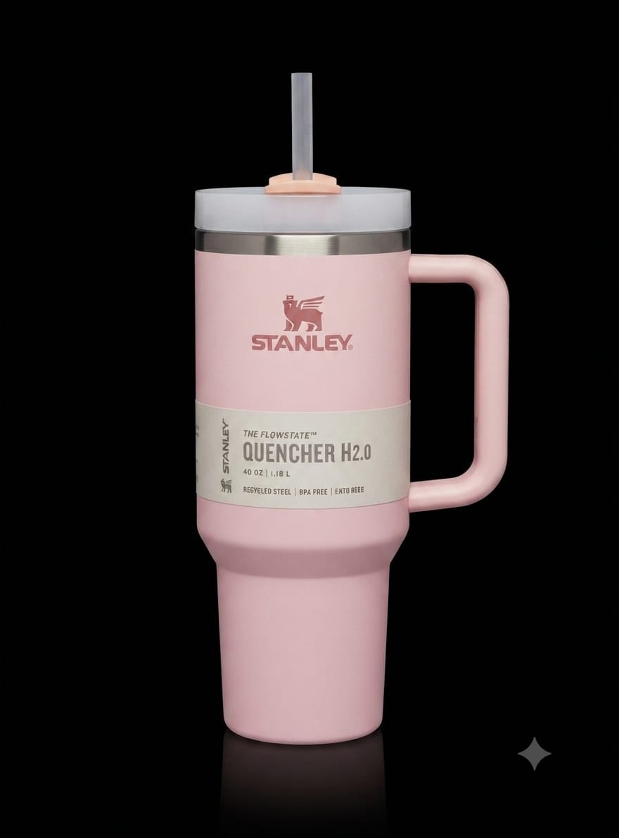 Bigman Blush Tumbler 40oz – Premium Stainless Steel Insulated Travel Mug with Handle & Straw