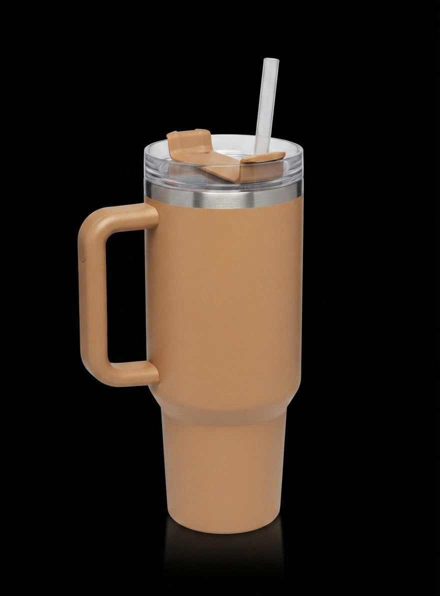 Bigman Mocha Tumbler 40oz – Premium Stainless Steel Insulated Travel Mug with Handle & Straw