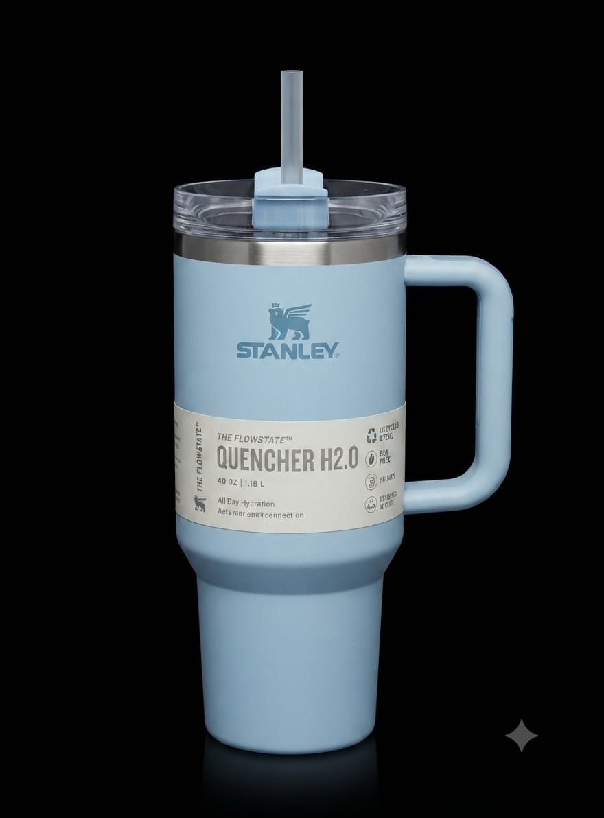 Bigman Ice Blue Tumbler 40oz – Premium Stainless Steel Insulated Travel Mug with Handle & Straw
