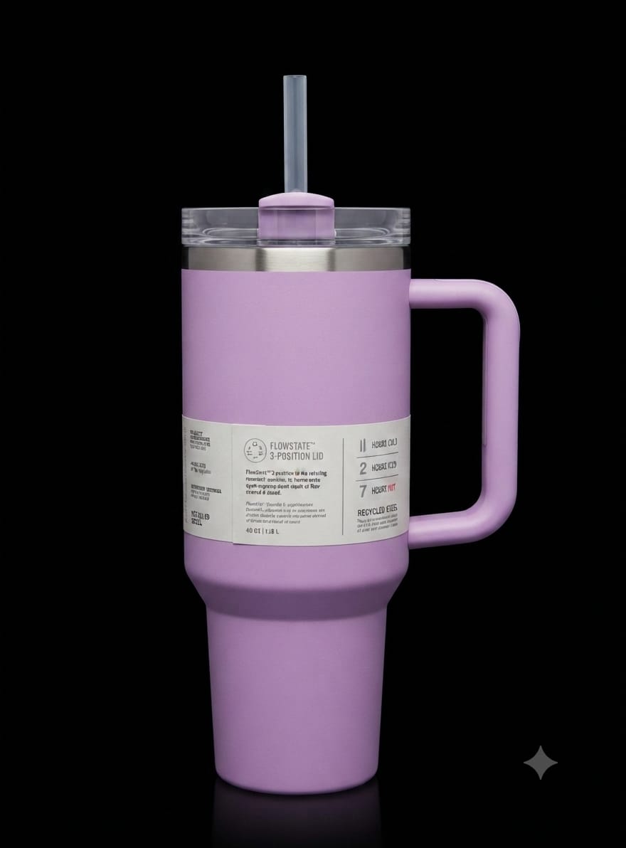 Bigman Lilac Tumbler 40oz – Premium Stainless Steel Insulated Travel Mug with Handle & Straw