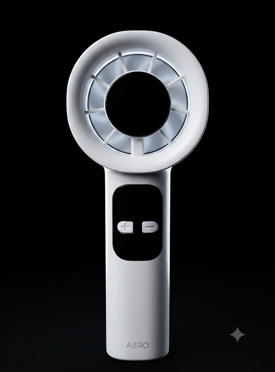 Bigman Pocket Breeze Fan – Rechargeable Handheld Turbo Fan with Digital Display