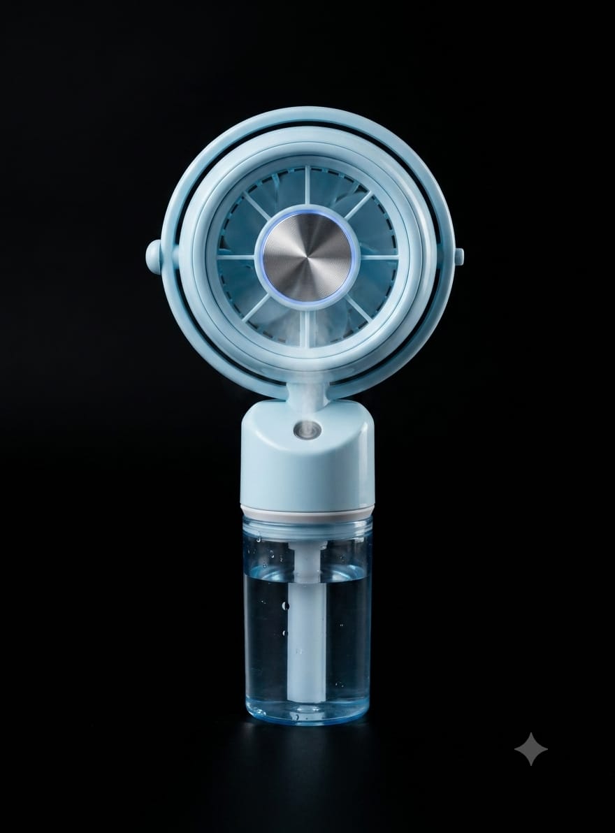 Bigman MistBreeze Fan – Rechargeable Portable Cooling Fan with Mist Spray & LED Light