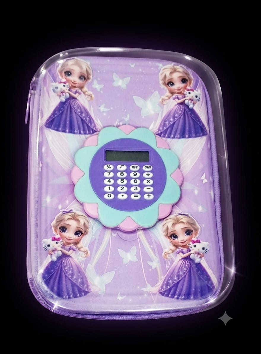 Bigman Lavender Princess Calculator Pencil Case