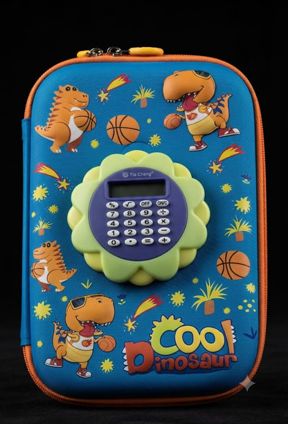 Bigman Cool Dinosaur Calculator Pencil Case – Blue Edition