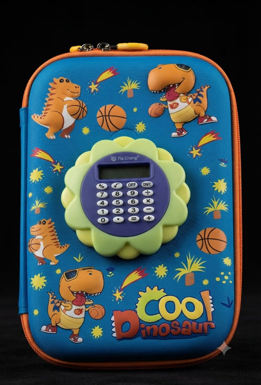 Bigman Cool Dinosaur Calculator Pencil Case – Blue Edition