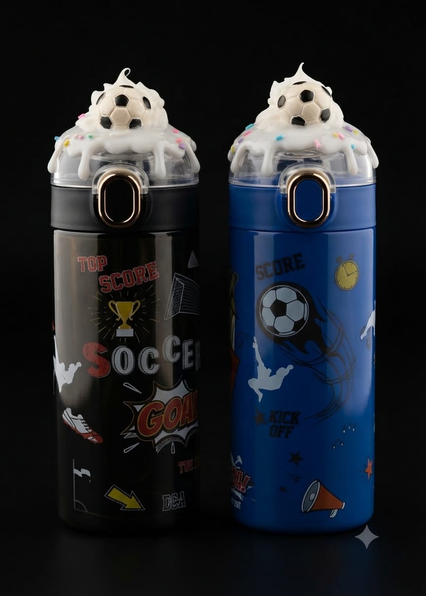 Bigman Kids Football Flip-Top Stainless Steel Water Bottle | Insulated Sports Bottle