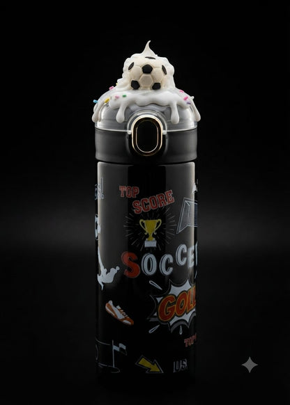 Bigman Kids Football Flip-Top Stainless Steel Water Bottle | Insulated Sports Bottle