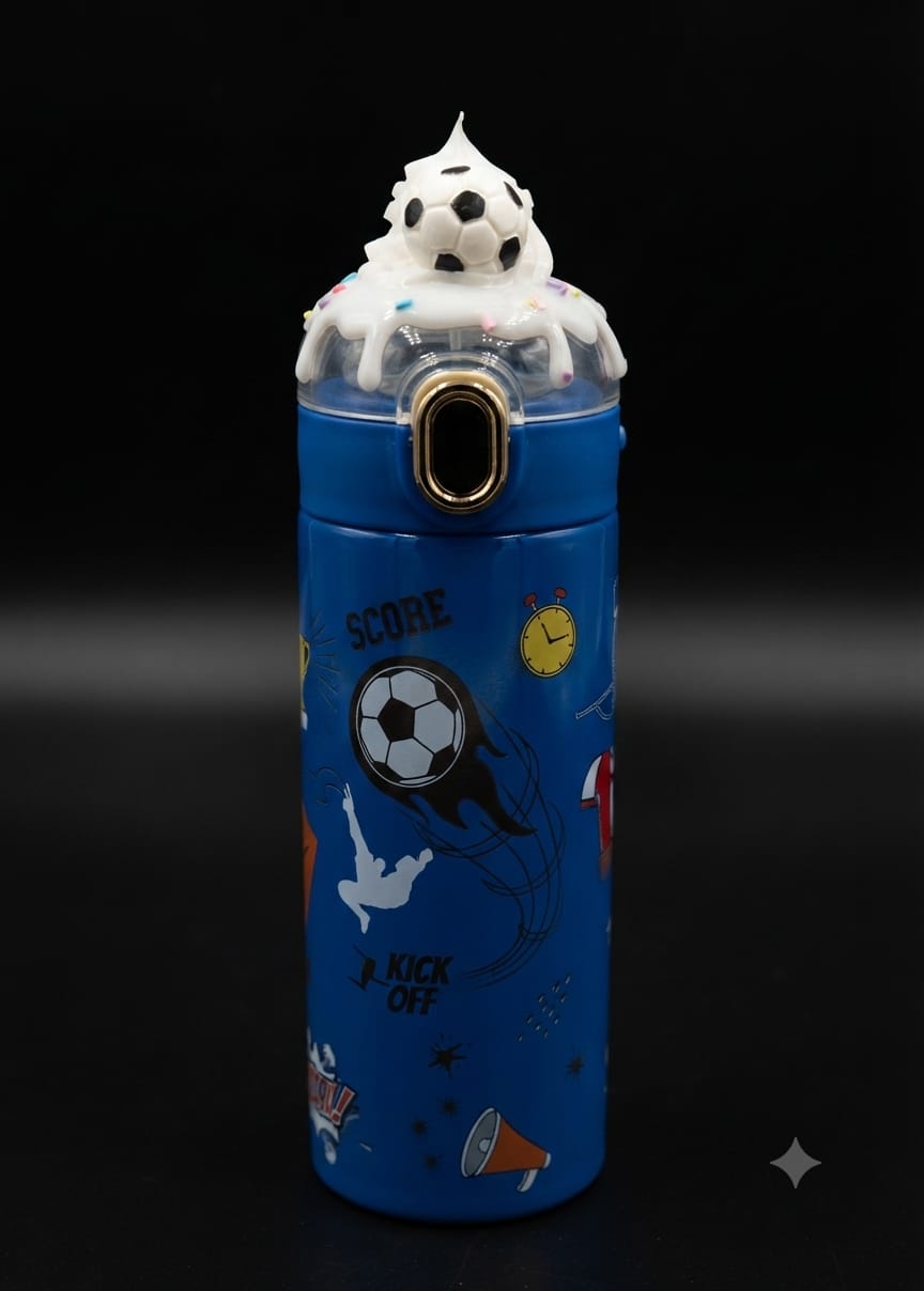 Bigman Kids Football Flip-Top Stainless Steel Water Bottle | Insulated Sports Bottle