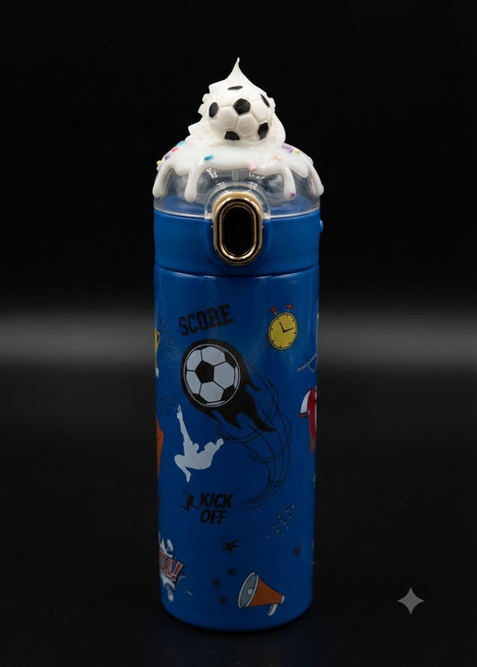 Bigman Kids Football Flip-Top Stainless Steel Water Bottle | Insulated Sports Bottle