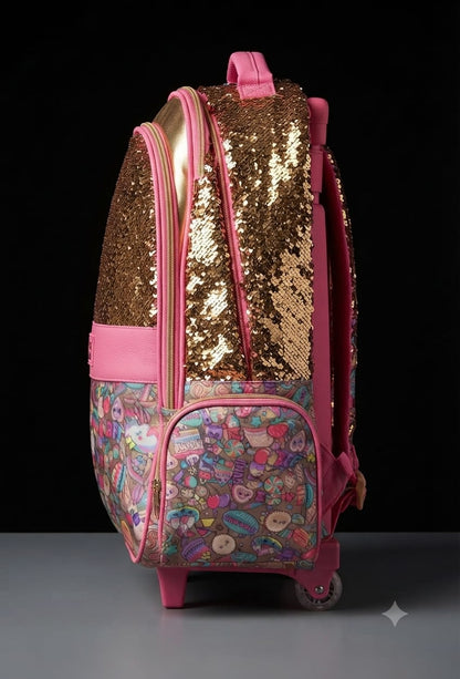 Bigman Sparkle Sequin Trolley School Backpack for Girls