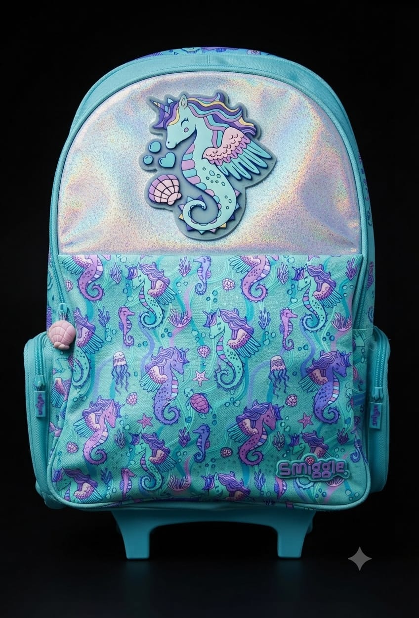 Bigman Seahorse Trolley School Backpack for Girls