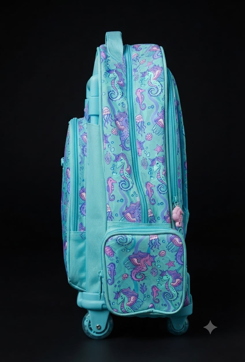 Bigman Seahorse Trolley School Backpack for Girls