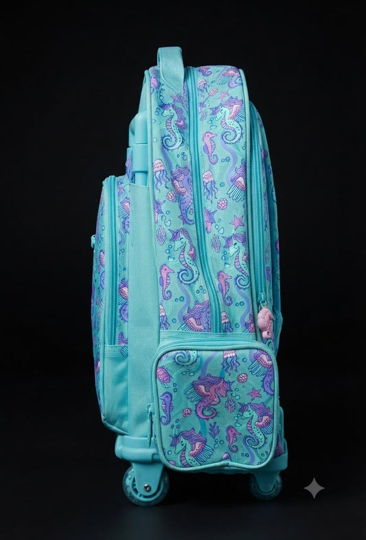 Bigman Seahorse Trolley School Backpack for Girls