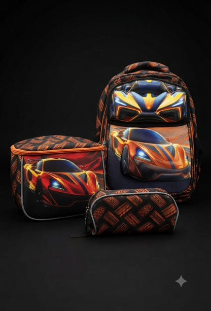 Bigman Racing Car 3-Piece Kids School Backpack Set