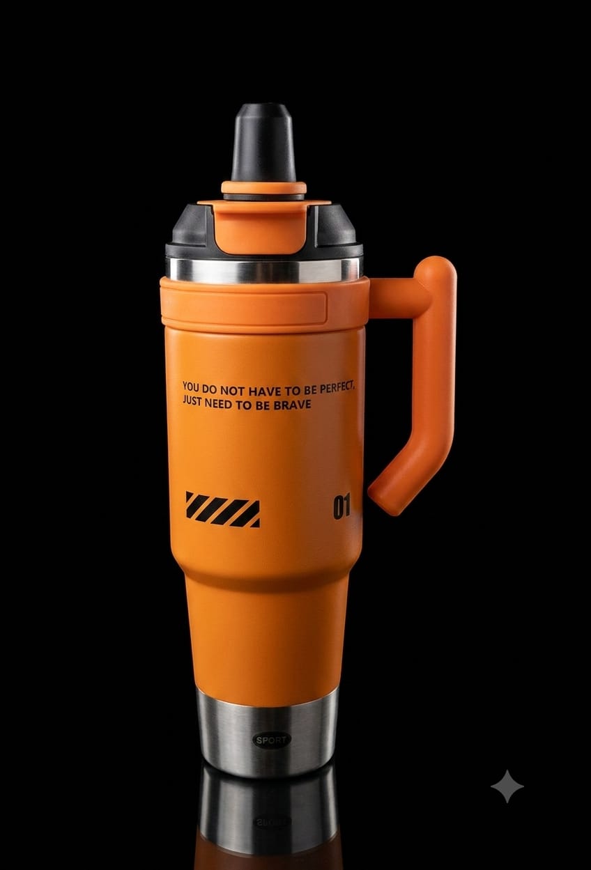 Bigman SportFlow 40oz Stainless Steel Insulated Tumbler with Handle & Straw