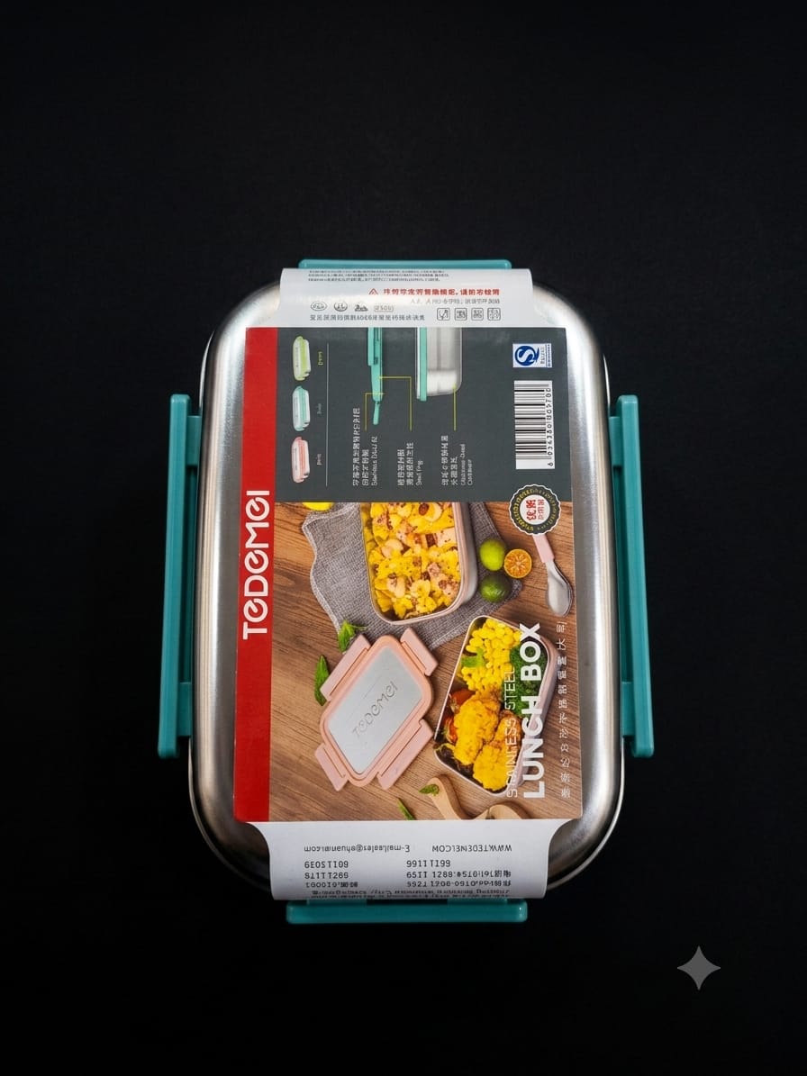 Stainless Steel Lunch Box with Locking Handles | Leak-Proof Food Container
