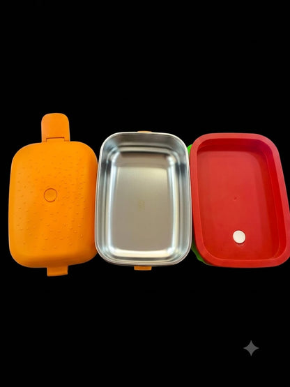 Burger Style Kids Lunch Box with Stainless Steel Inner Tray