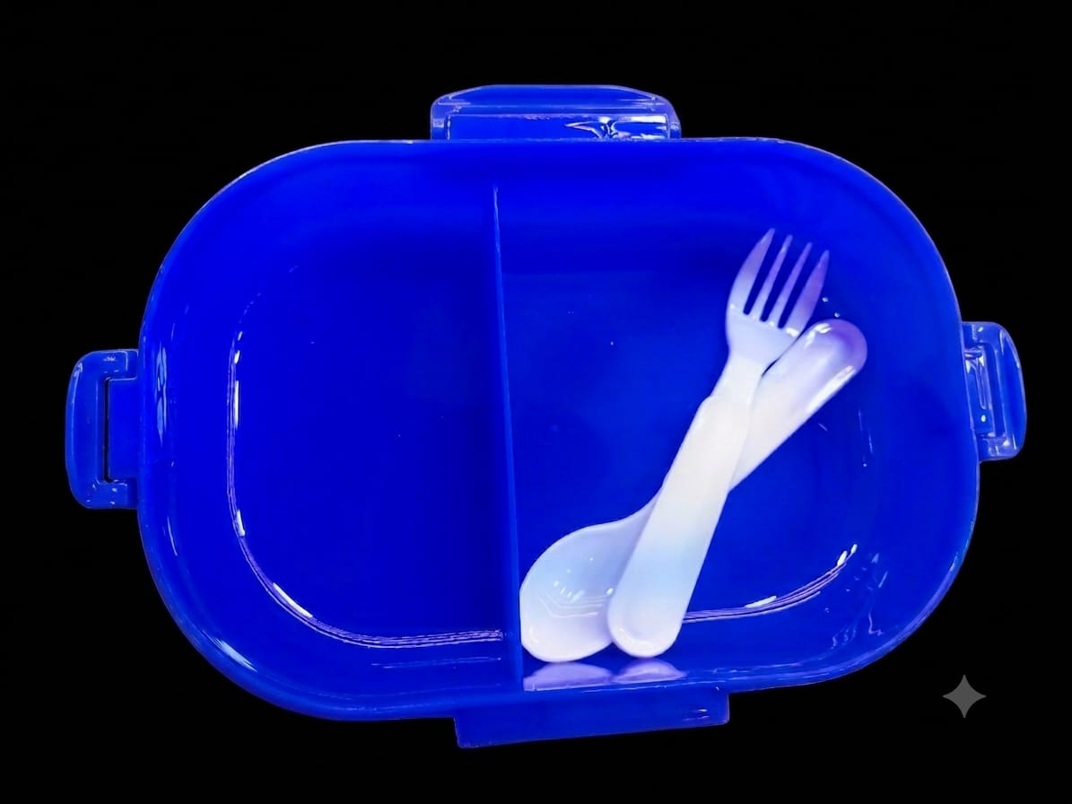 Kids Double Compartment Lunch Box with Spoon & Fork
